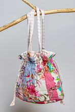 Load image into Gallery viewer, POL Floral Quilted Drawstring Shoulder Bag in Pink Multi
