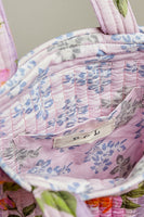 POL Botanical Floral Quilted Tote Bag in Lavender Multi
