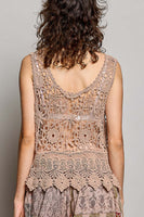 POL Crochet Sleeveless Top in Choco