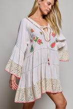 Load image into Gallery viewer, POL Linen Embroidered Sequin Dress in Natural Multi
