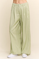 J.nna Striped Relax Fit Slacks in Pistachio