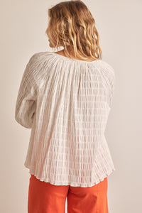 In February Crinkled Textured Top in Off White Shirts & Tops In February   