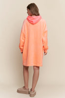 J.nna Neon Color Block Hooded Loungewear Dress in Neon Coral