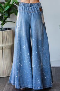 Oli & Hali Wide Leg Splatter Denim Jeans in Blue