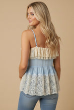 Load image into Gallery viewer, J.nna Romance Ruffled Lace Camisole in Sky Blue

