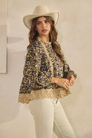 LovLov Leopard Print Top with Lace Details in Leopard