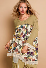 Load image into Gallery viewer, POL Ribbed and Mixed Floral Print Knit Top in Moss Green
