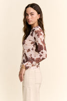 Davi & Dani Sheer Mesh Top in Cow Print