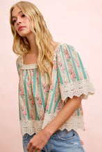 Load image into Gallery viewer, BiBi Mix n Match Floral and Lace Detailed Top in Teal
