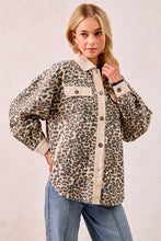 Load image into Gallery viewer, BiBi Mineral Washed Leopard Print Shacket
