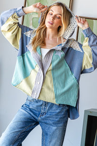 Oli & Hali Color Block Star Patched Jacket in Blue