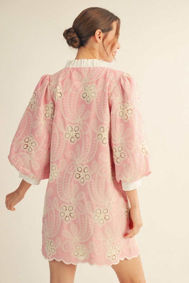 jodifl embroidered dress Jodifl Baroque Floral Applique Shift Dress in Powder Blue S