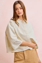 Load image into Gallery viewer, BiBi Eyelet Lace Hem Quarter Sleeve Top in Butter
