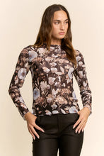 Load image into Gallery viewer, Davi &amp; Dani Sheer Floral Mesh Top in Black
