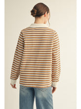 Load image into Gallery viewer, Jodifl Ribbed Multi Color Striped Knit Top in Mocha
