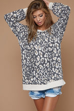 Load image into Gallery viewer, BiBi Lightweight French Terry Leopard Print Top in Taupe Band
