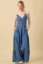 Load image into Gallery viewer, Main Strip Fitted Jumpsuit with Wide Legs in Denim
