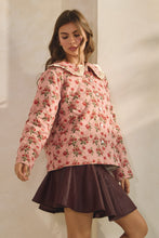 Load image into Gallery viewer, LovLov Vintage Quilted Floral Sailor Jacket in Floral Mauve
