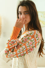 Load image into Gallery viewer, BiBi Cable Knit Sweater with Granny Square Crochet Sleeves in Apricot
