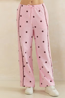Veveret Charming Polka Dot Lounge Set in Pink/Burgundy