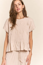 Load image into Gallery viewer, J.nna Solid Color Smocked Top in Light Beige
