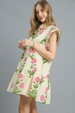 Load image into Gallery viewer, Umgee Bold Floral Print Mini Dress in Cream Mix
