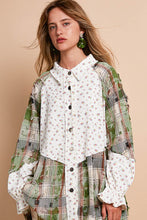 Load image into Gallery viewer, POL Floral and Plaid Print Button Down Top in Ivory Multi ON ORDER
