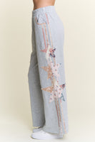 J.nna Multi Pattern Patched French Terry Pants in Grey Combo