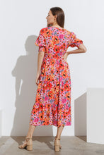 Load image into Gallery viewer, Polagram Floral Print Tiered Maxi Dress in Fuchsia Dresses Polagram   
