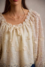 Load image into Gallery viewer, So Me 3D Floral Lace Scallop Edge Blouse in Cream

