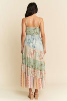 Davi & Dani Mixed Print Maxi Dress in Sage Multi