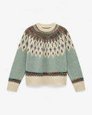 Davi & Dani Fair Isle Yoke Sweater in Light Blue Cream