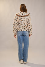 Load image into Gallery viewer, Blue B Floral Print Sherpa Jacket in Brown
