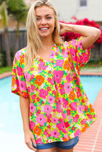 Load image into Gallery viewer, Haptics Lightweight Floral Print Top in Lime/Pink
