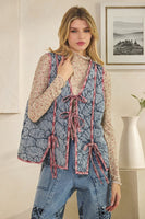 Oli & Hali Mineral Washed Quilted Puff Vest in Blue