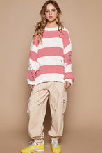 Load image into Gallery viewer, POL Chenille Striped Distressed Sweater in Cream/Pink
