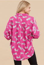 Load image into Gallery viewer, Jodifl Tiger Print Button Up Top in Magenta
