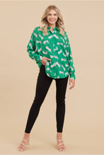 Load image into Gallery viewer, Jodifl Tiger Print Button Up Top in Green
