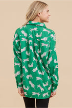 Load image into Gallery viewer, Jodifl Tiger Print Button Up Top in Green
