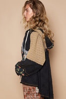 POL OVERSIZED Front Jacquard Star Patched Hooded Jacket in Black Multi