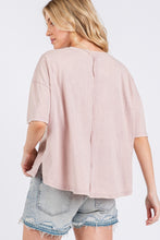 Load image into Gallery viewer, Sage+Fig OVERSIZED Top with Mixed Print Smiley Face Patch on Front in Mauve
