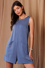 Load image into Gallery viewer, Davi &amp; Dani Soft Knit Solid Color Romper in Denim Blue
