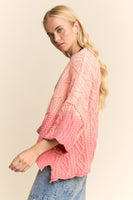 Davi & Dani Cable Knit Top in Coral