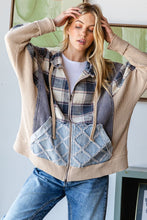 Load image into Gallery viewer, Oli &amp; Hali Mix n Match Fabric Zip Up Jacket in Blue
