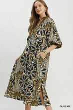 Load image into Gallery viewer, Umgee Abstract Print Midi Dress in Olive Mix
