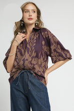 Load image into Gallery viewer, Umgee Two Toned Eucalyptus Print Top in Brown Mix

