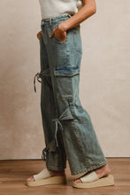 Load image into Gallery viewer, BiBi Cargo Pants with Bow Tie Details in Denim
