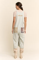 Davi & Dani Cotton Patchwork Jumpsuit Adjustable Strap in Sage Multi