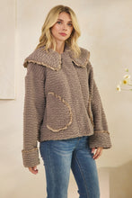Load image into Gallery viewer, Veveret Sherpa Jacket with Ruffle Trim in Gray
