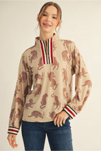 Load image into Gallery viewer, Jodifl Ribbed Knit Tiger print Top in Oatmeal
